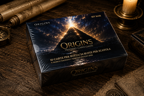 Box Set Base Prima Edizione di Origins Trading Card Game contenente prodotti della collezione iniziale.