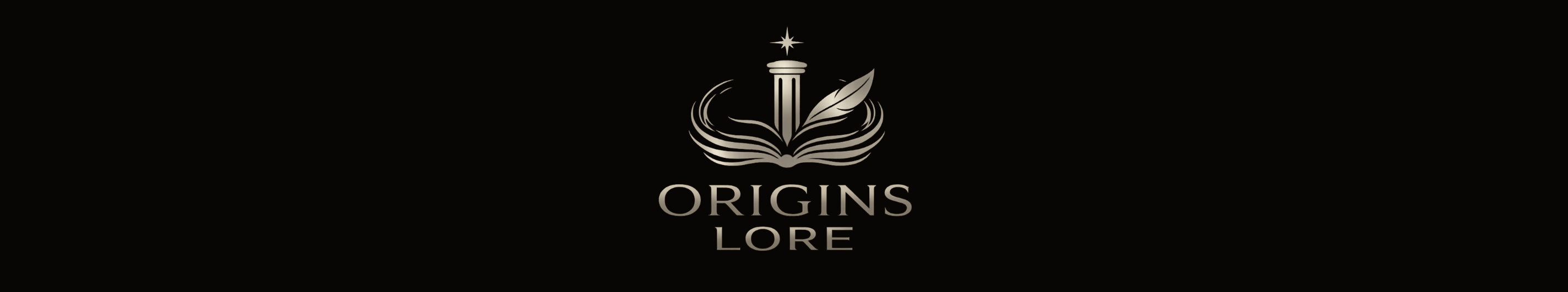 Logo ufficiale di Origins Lore, la collana editoriale di Origins Studio dedicata alla storia e alla mitologia.