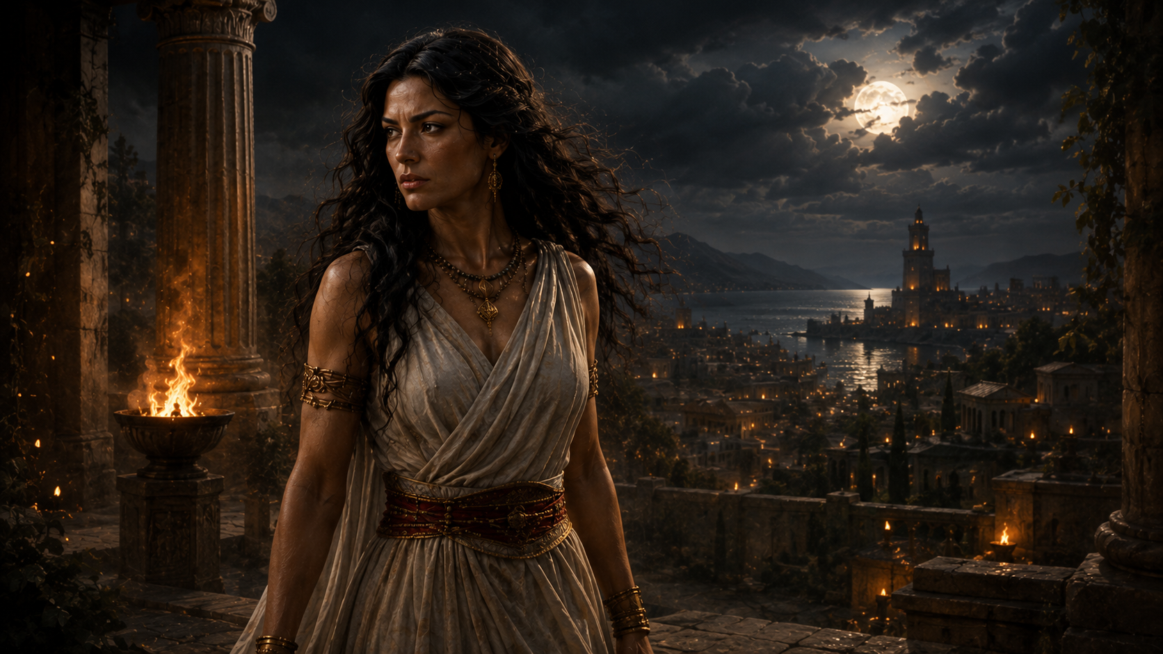 Illustrazione di Medea, sacerdotessa della Colchide e protagonista della mitologia greca, nell'universo Origins Lore.