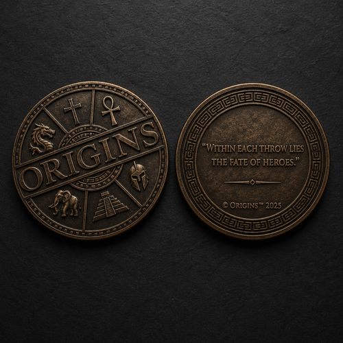 Moneta ufficiale di Origins Trading Card Game utilizzata durante le partite e come oggetto da collezione.