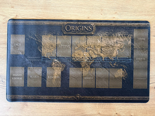 Playmat ufficiale Origins Trading Card Game progettato per le partite e la protezione delle carte.